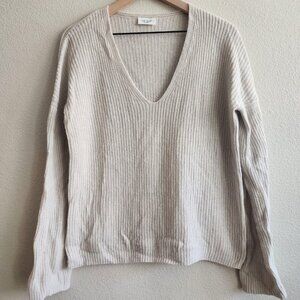 The Reset Sweater Womens Large Wool Cashmere V Neck Pullover Soft Knit Cozy
